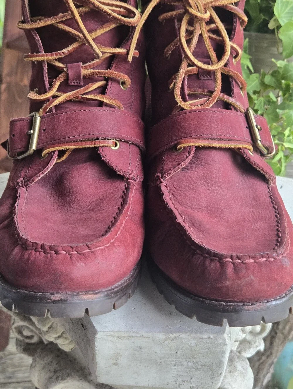 Polo Ralph Lauren Ranger Burgundy Leather Lace-up Boot Size 11